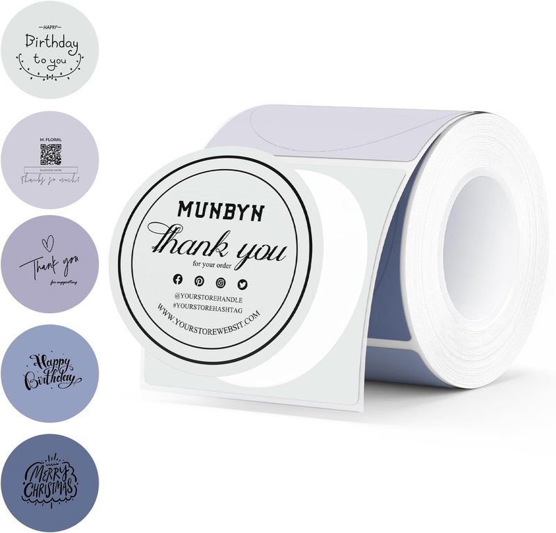 MUNBYN 2 Inch Circle Thermal Sticker Labels, Self-Adhesive Round Thermal Labels for Classification, Baking, 150 Sheets/1 Roll - Image 1